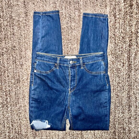 Free People Women's Distressed Blue Denim Skinny Jeans Size 27R - Picture 8 of 11